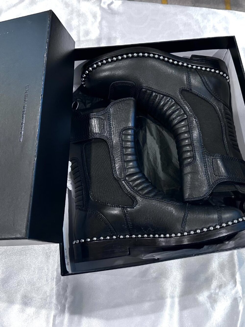 Brand New in Box Alexander Wang Black Leather Boots, Size 38 - Picture 5 of 14